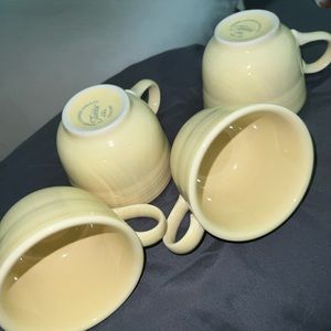 4 pc yellow Fiesta cup mug set. Fiestaware.
